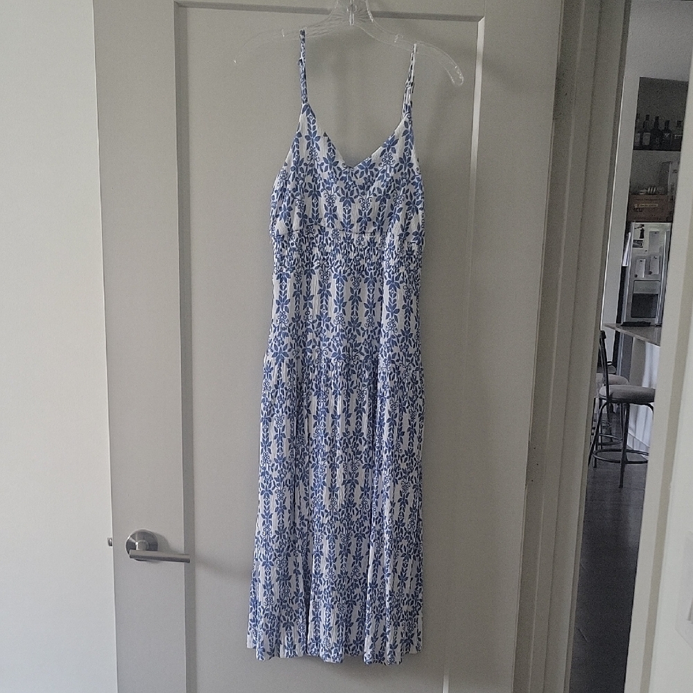 Blue and White Floral Dress
